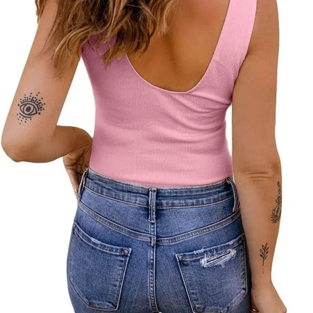 Womens Lace V Neck Tank Top Slim Fit Summer Camisole Lightweight - Picture 3 of 8